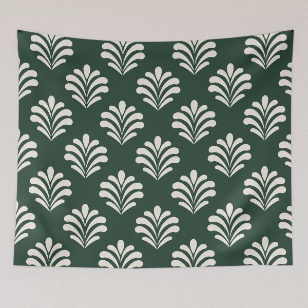Item preview, Green Art Deco palm leaf damask designed and sold by Home Cyn Home.