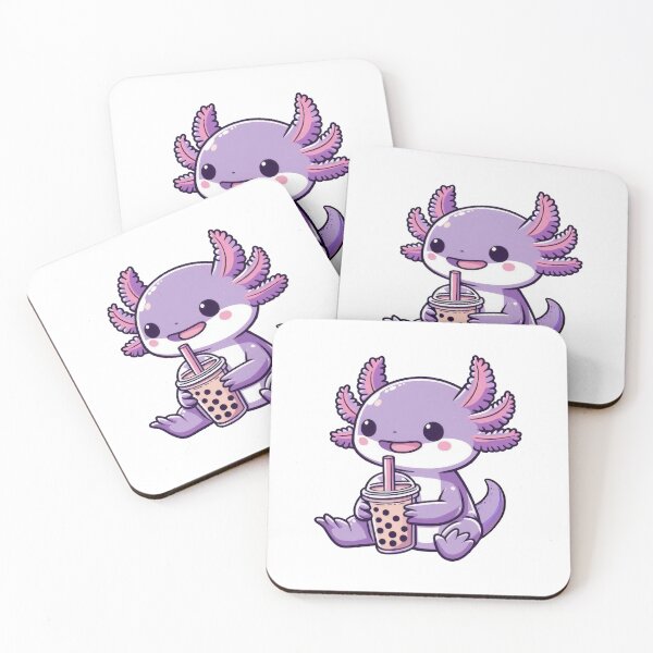 Item preview, Lavender Axolotl Drinking Bubble Boba Tea  designed and sold by doodIllustrate.