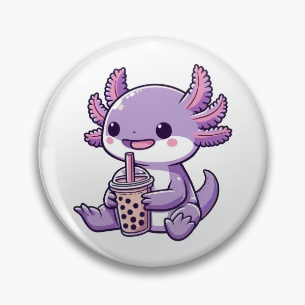 Item preview, Lavender Axolotl Drinking Bubble Boba Tea  designed and sold by doodIllustrate.
