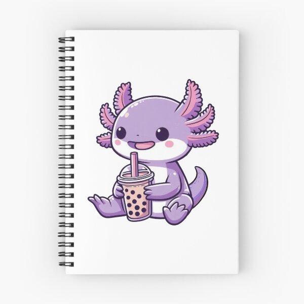 Item preview, Lavender Axolotl Drinking Bubble Boba Tea  designed and sold by doodIllustrate.