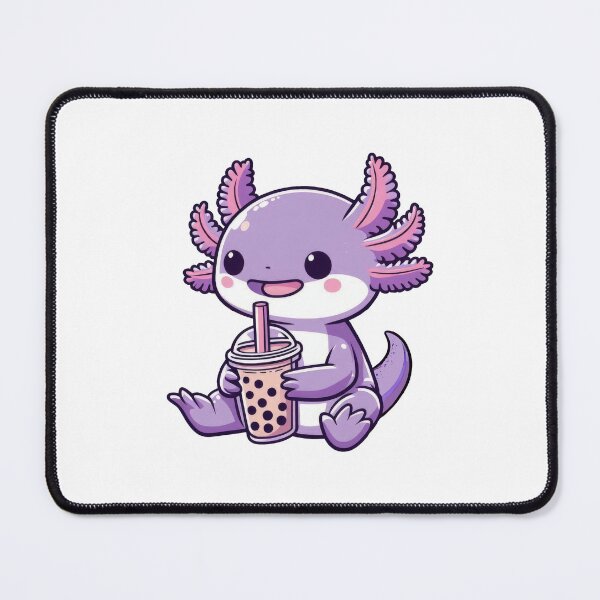 Item preview, Lavender Axolotl Drinking Bubble Boba Tea  designed and sold by doodIllustrate.