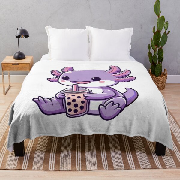 Item preview, Lavender Axolotl Drinking Bubble Boba Tea  designed and sold by doodIllustrate.