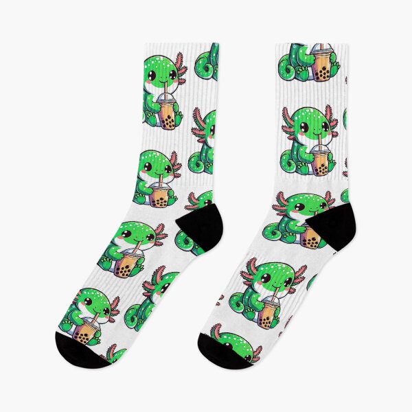 Item preview, Wild Green Axolotl Drinking Bubble Boba Tea  designed and sold by doodIllustrate.
