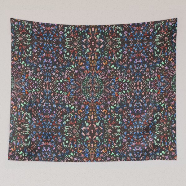 Item preview, Rainbow Christmas with charcoal colour background surface pattern designed and sold by DreamKaracters.