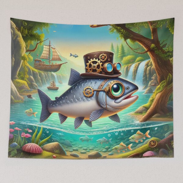 Item preview, Steampunk King Salmon designed and sold by Sillytoe.