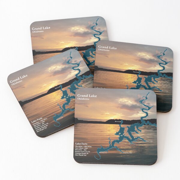 Item preview, Stunning Sunset View Grand Lake Map Oklahoma designed and sold by OzarkEpoxy.