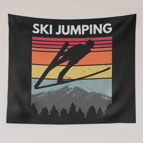Item preview, Vintage Ski Jumping Mountains Retro Sports designed and sold by Anniko Art Studio.