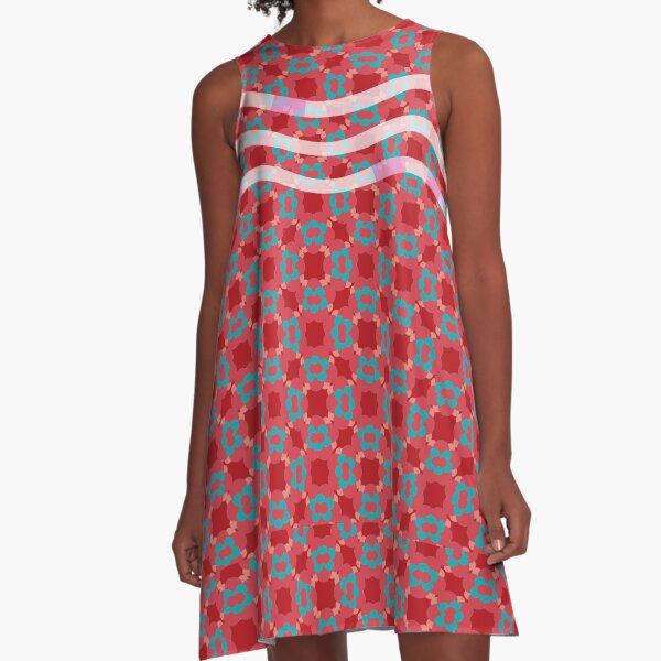 Floral pattern red blue A-Line Dress