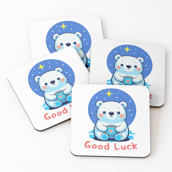 Item preview, Good luck bear take a cup of coffee on the star shining background designed and sold by Molido.