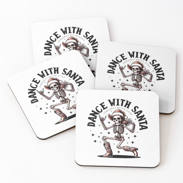 Item preview, Dance With Santa Cowgirls Never Stop Dancing Skeleton With Rock Gesture And Flowing Hair designed and sold by SplashTastic.