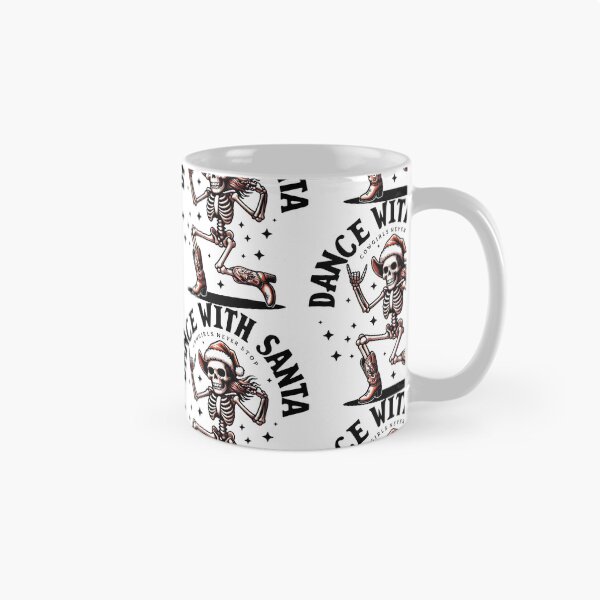 Item preview, Dance With Santa Cowgirls Never Stop Dancing Skeleton With Rock Gesture And Flowing Hair designed and sold by SplashTastic.