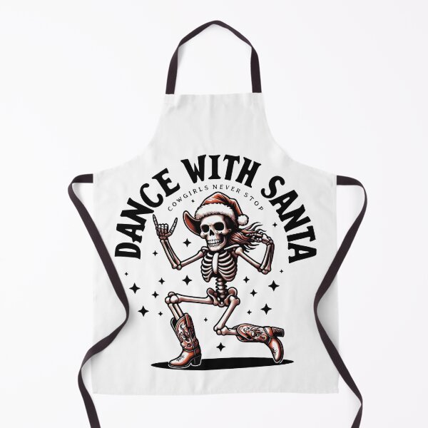Item preview, Dance With Santa Cowgirls Never Stop Dancing Skeleton With Rock Gesture And Flowing Hair designed and sold by SplashTastic.