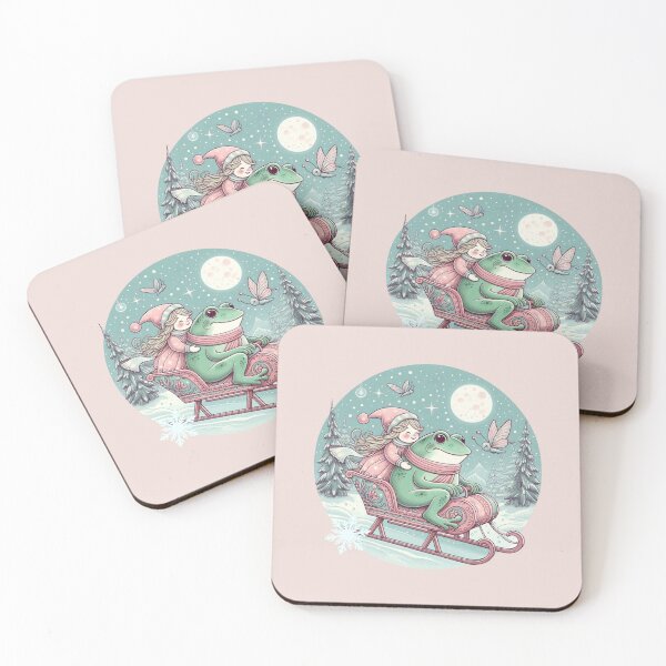Item preview, Sleigh ride with a cute green frog, happy and fairy winter holidays! designed and sold by coloursforkids.