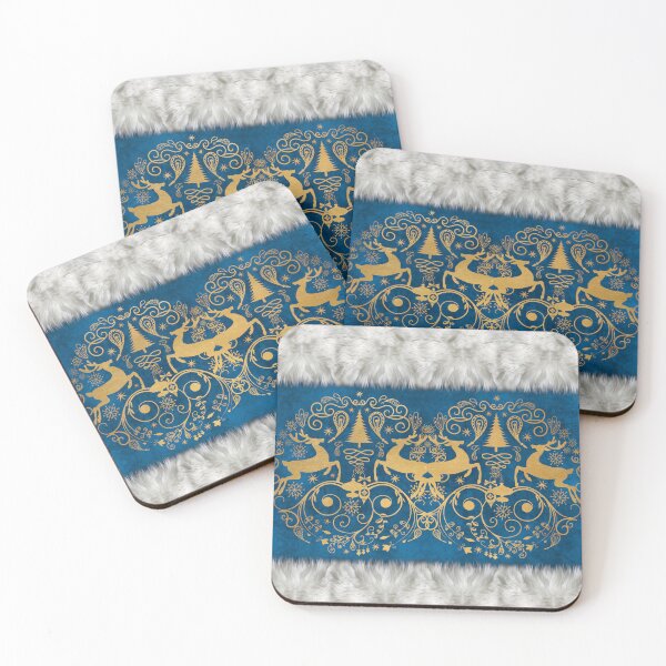 Item preview, Reindeer Swirls - Gold Blue designed and sold by L'Atelier de Milu.
