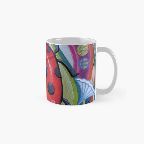 Art Nouveau Ladybug on a Leaf in Flowers Classic Mug