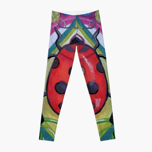 Art Nouveau Ladybug on a Leaf in Flowers Leggings