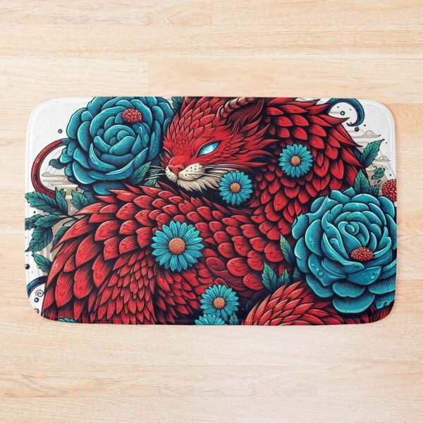 Item preview, Dragon cat with floral elegance art designed and sold by BigBlueArt.