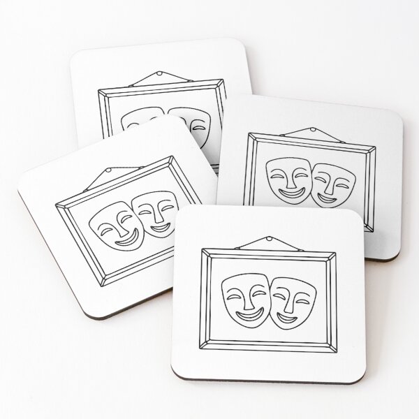 Item preview, Drama masks framed and hung on a wall designed and sold by rasagamastore.