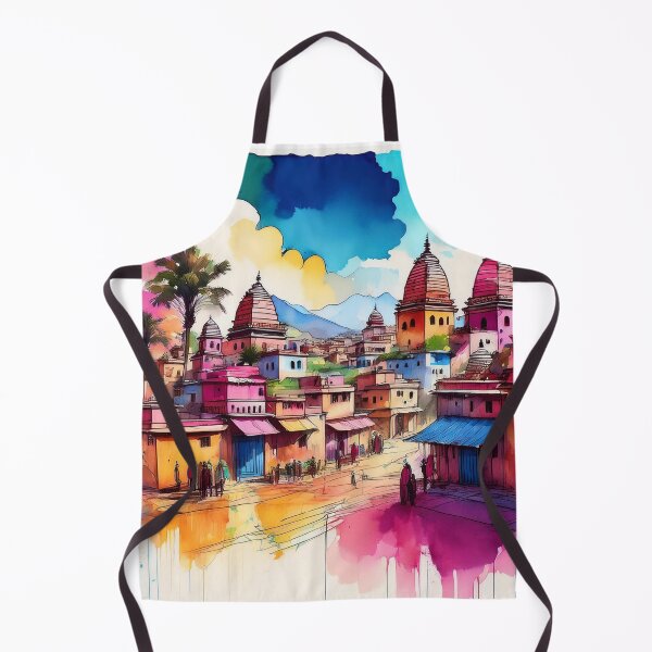 Item preview, Colourful Temple Townscape - Watercolour Artwork designed and sold by RaiyaTees.