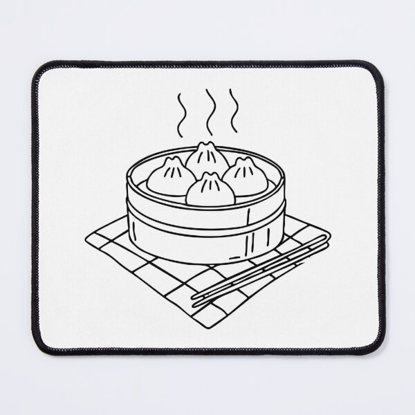 Item preview, Steaming dumplings in a bamboo basket with chopsticks on the side designed and sold by rasagamastore.