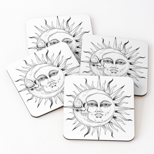 Item preview, Sun Moon, Skullface Moon, Skull Moon, Tarot Moon, Tarot Sun, Magical Moon, Mystical Moon designed and sold by OniPicturesShop.