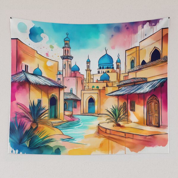 Item preview, Vibrant Middle Eastern Architecture - Watercolour Art designed and sold by RaiyaTees.