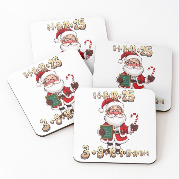 Item preview, Math Santa sends a message to Mathematicians, quizzers and codebreakers designed and sold by BlackCoralArt.