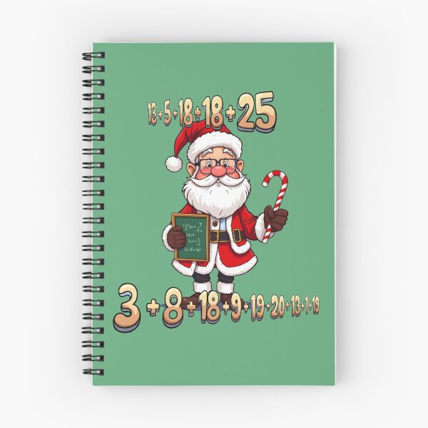 Item preview, Math Santa sends a message to Mathematicians, quizzers and codebreakers designed and sold by BlackCoralArt.