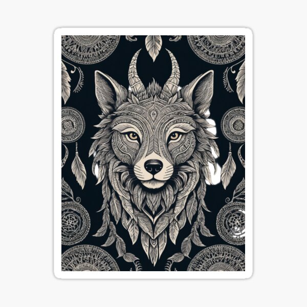 Item preview, Tribal Wolf Mandala | Boho Dreamcatcher Art designed and sold by PRIME4YOU.