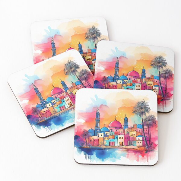 Item preview, Colourful Middle Eastern Cityscape - Watercolour Art designed and sold by RaiyaTees.