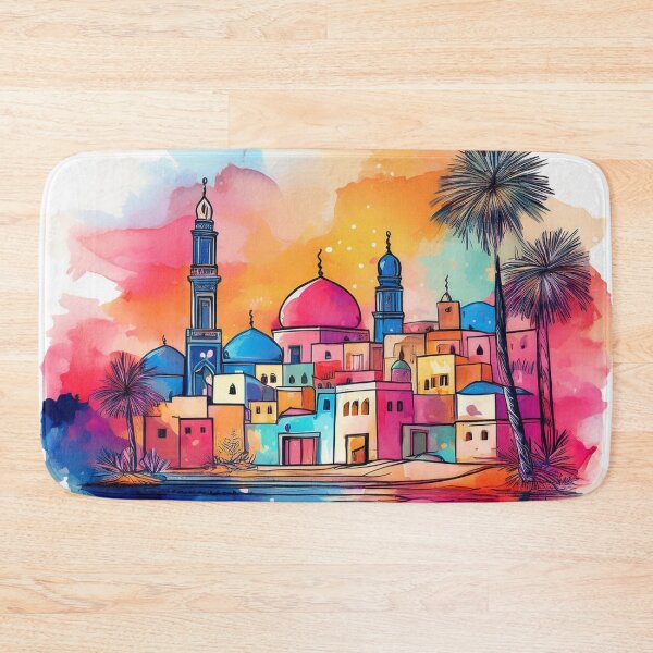Item preview, Colourful Middle Eastern Cityscape - Watercolour Art designed and sold by RaiyaTees.