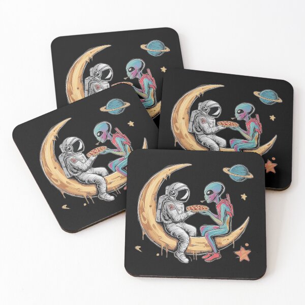 Item preview, Funny Astronaut and Alien Sharing Pizza on the Moon designed and sold by love3617.