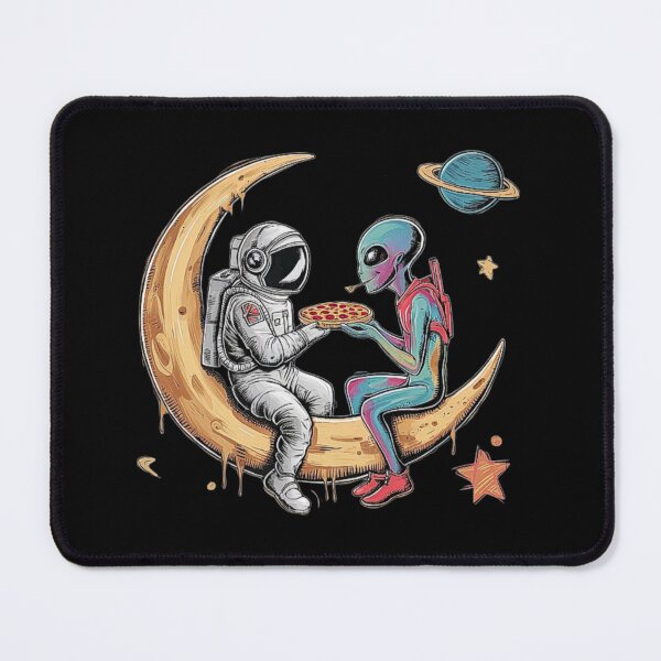 Item preview, Funny Astronaut and Alien Sharing Pizza on the Moon designed and sold by love3617.