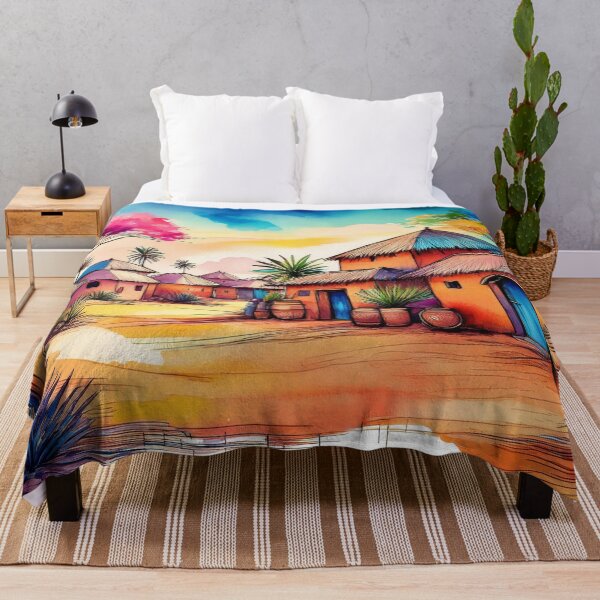 Item preview, Vibrant African Village Scene - Watercolour Artwork designed and sold by RaiyaTees.