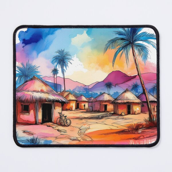 Item preview, Colourful African Village Watercolour Scene designed and sold by RaiyaTees.