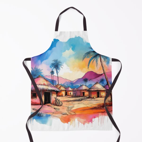 Item preview, Colourful African Village Watercolour Scene designed and sold by RaiyaTees.