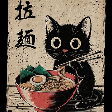 Artwork thumbnail, Cat Ramen Japanese Funny Graphic Tees Kawaii Cat Anime Gifts by Damcoc