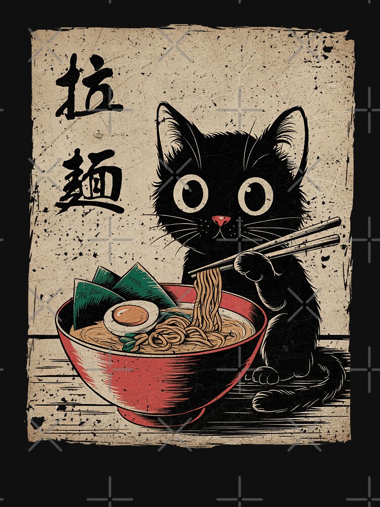 Thumbnail 7 of 7, Classic T-Shirt, Cat Ramen Japanese Funny Graphic Tees Kawaii Cat Anime Gifts designed and sold by Damcoc.
