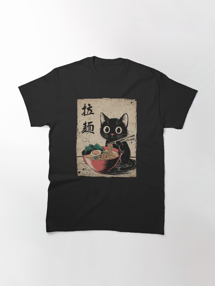 Thumbnail 3 of 7, Classic T-Shirt, Cat Ramen Japanese Funny Graphic Tees Kawaii Cat Anime Gifts designed and sold by Damcoc.