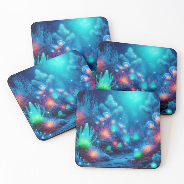 Item preview, Vivid Underwater Wonderland: A Bioluminescent Paradise, Unique designed and sold by villacreativa.