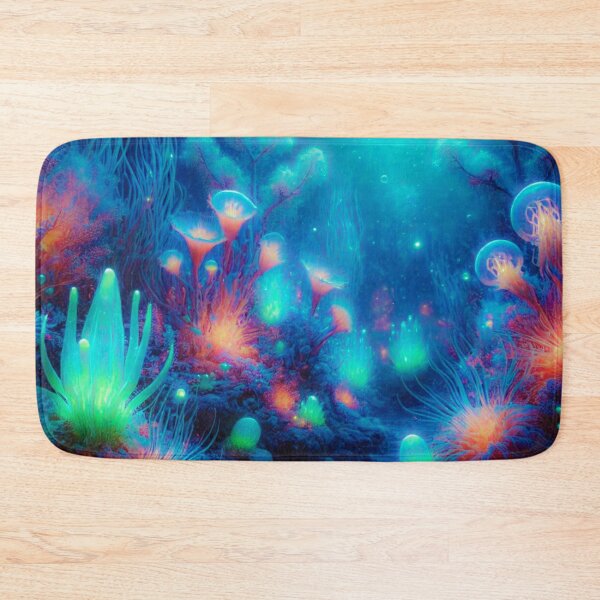 Item preview, Vivid Underwater Wonderland: A Bioluminescent Paradise, Unique designed and sold by villacreativa.