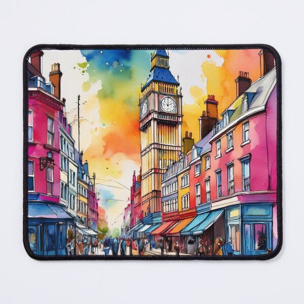 Item preview, Vibrant Big Ben and London Street Watercolour designed and sold by RaiyaTees.