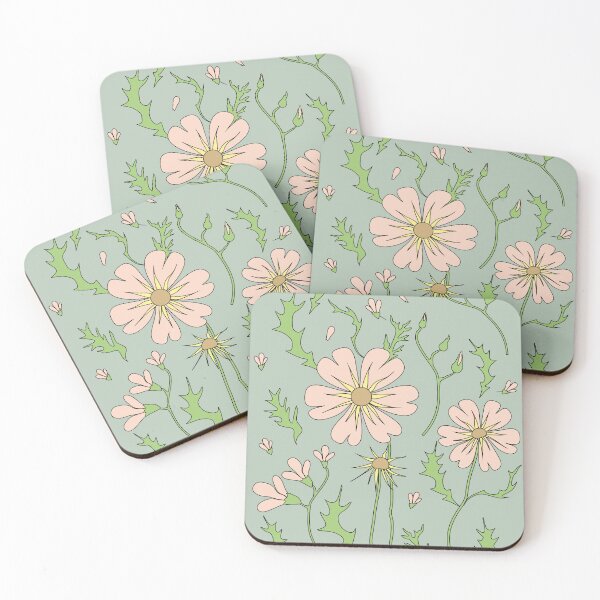 Item preview, Blooming wildness - vintage style painting, pastel colors/ pink, beige, light blue green. designed and sold by My-fake-places.