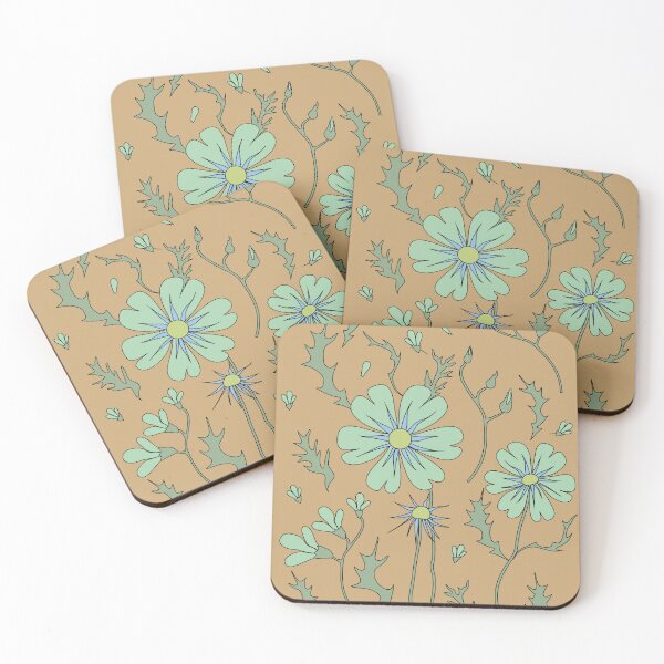 Item preview, Blooming wildness - vintage style painting, pastel colors/ brown, beige, light blue, green. designed and sold by My-fake-places.