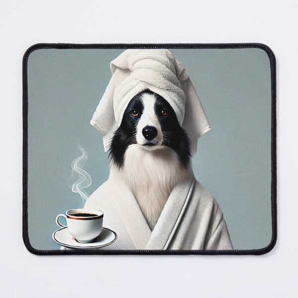 Item preview, Border Collie wearing a white bathrobe designed and sold by Random Designs.