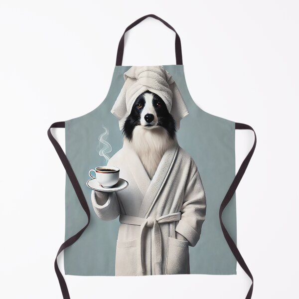 Item preview, Border Collie wearing a white bathrobe designed and sold by Random Designs.