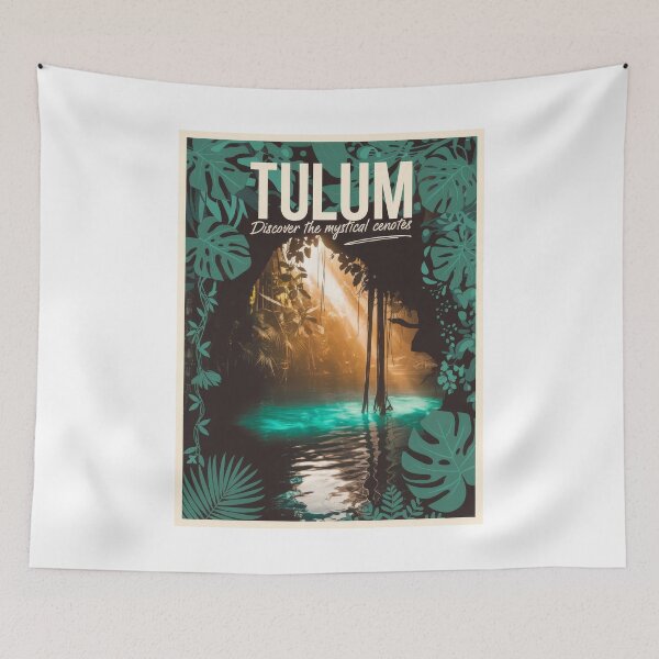 Item preview, Vintage travel poster Tulum Mexico – Discover mystical cenotes in retro design designed and sold by pod24.