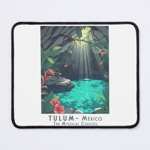 Item preview, Vintage travel poster Tulum Mexico – Mystical cenotes of Mexico in retro style designed and sold by pod24.