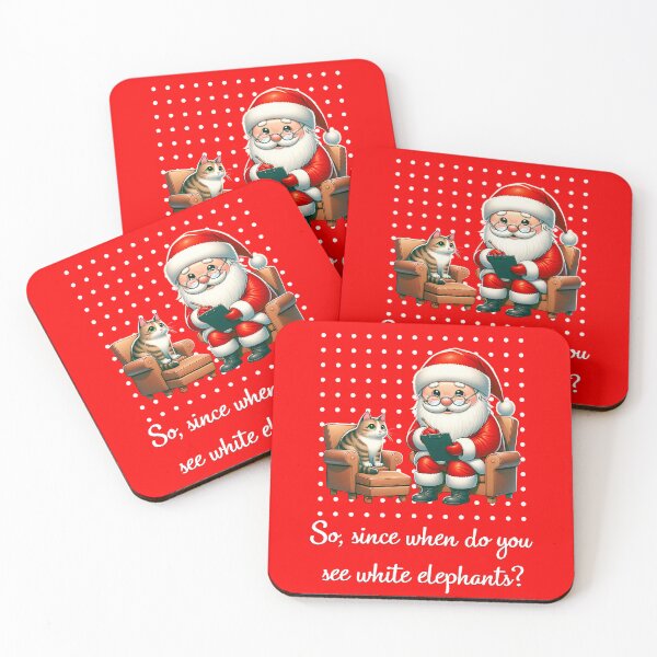 Item preview, Santa’s Therapy Session – Cat Seeing White Elephants  designed and sold by artivibestudio.