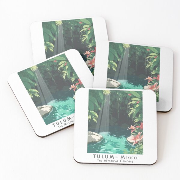 Item preview, Vintage travel poster Mexico Tulum – Tropical cenotes of Mexico in retro style designed and sold by pod24.